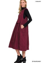 Load image into Gallery viewer, Dark Burgundy Sleeveless Corduroy Midi Dress