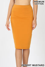 Load image into Gallery viewer, Desert Mustard Cotton Blend Pencil Skirt