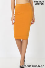 Load image into Gallery viewer, Desert Mustard Cotton Blend Pencil Skirt