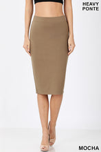 Load image into Gallery viewer, Mocha Heavy Ponte Pencil Skirt