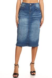 Plain Indigo Wash Denim Skirt