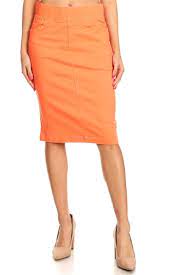 Coral Stretch Band Denim Skirt