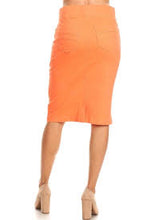 Load image into Gallery viewer, Coral Stretch Band Denim Skirt