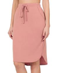 Light Rose Tulip Hem Drawstring Skirt