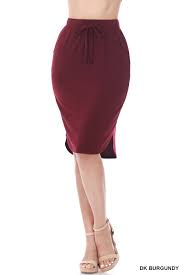 Dark Burgundy Tulip Hem Drawstring Skirt