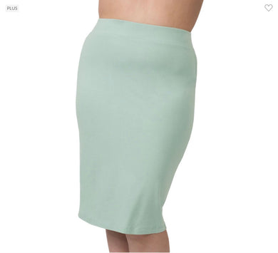 Dusty Green Cotton Blend Pencil Skirt
