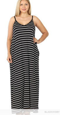 Black & Ivory Stripe Cami Maxi Dress