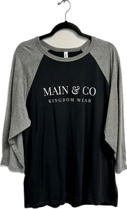 Grey 3/4 Sleeve Main & Co. T-Shirt