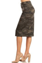 Load image into Gallery viewer, Army Camo Ribbed Denim Skirt