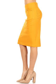HUGGER FIT - Mustard Denim Skirt