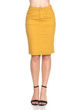 Load image into Gallery viewer, HUGGER FIT - Mustard Denim Skirt